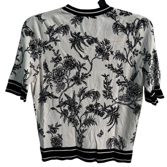 WHBM Floral Printed Pullover Sweater Black White Size Medium - Picture 10 of 11
